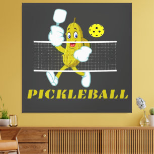 Funny Pickle Playing Pickleball Leinwanddruck