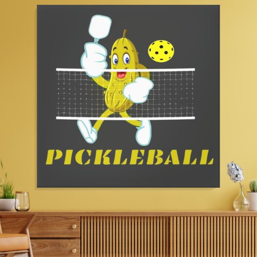 Funny Pickle Playing Pickleball Leinwanddruck (Insitu (Wohnzimmer))