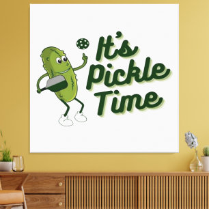 Funny Pickle Playing Pickleball Leinwanddruck