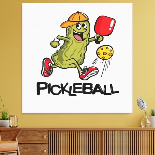 Funny Pickle Playing Pickleball Leinwanddruck (Insitu (Wohnzimmer))