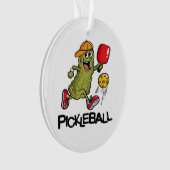 Funny Pickle Playing Pickleball Ornament (Vorderseite)