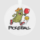 Funny Pickle Playing Pickleball Ornament (Rückseite)