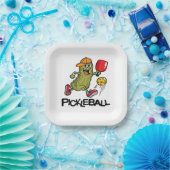 Funny Pickle Playing Pickleball Pappteller (Party)