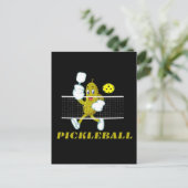 Funny Pickle Playing Pickleball Postkarte (Stehend Vorderseite)