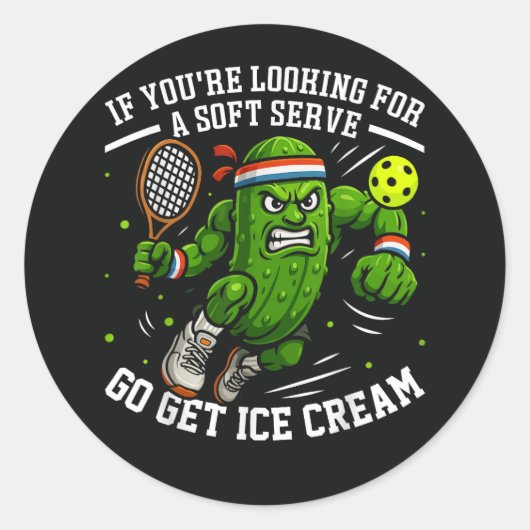 Funny Pickle Playing Pickleball Runder Aufkleber (Vorderseite)