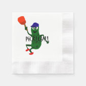 Funny Pickle Playing Pickleball Serviette (Vorderseite)