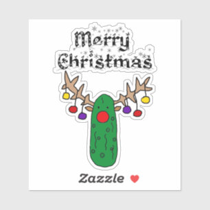Funny Pickle Rentier Frohe Weihnachten Kunst Aufkleber