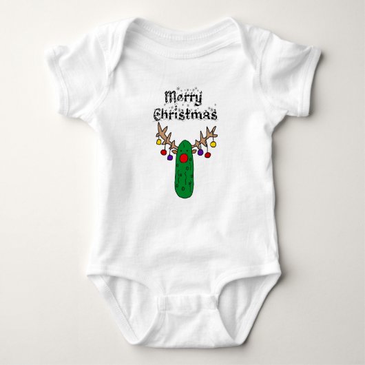Funny Pickle Rentier Frohe Weihnachten Kunst Baby Strampler (Vorderseite)