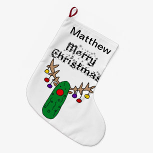 Funny Pickle Rentier Frohe Weihnachten Kunst Großer Weihnachtsstrumpf