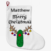 Funny Pickle Rentier Frohe Weihnachten Kunst Großer Weihnachtsstrumpf (Vorderseite)