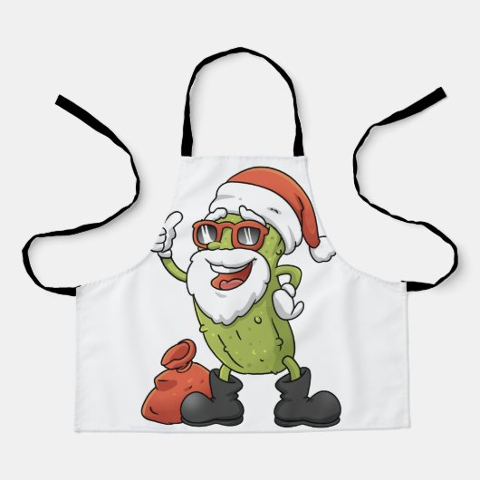 Funny Pickle Santa Claus Christmas Cartoon Holiday Schürze (Vorderseite)