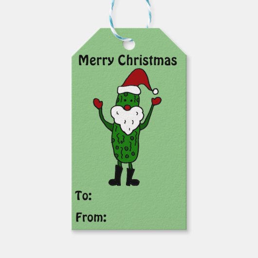 Funny Pickle Santa Claus Gift Tags Geschenkanhänger (Vorderseite)