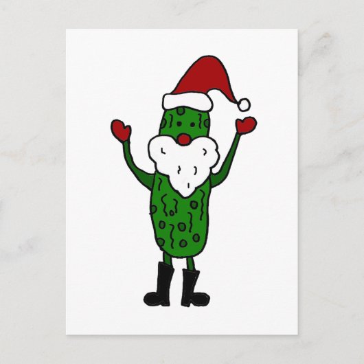Funny Pickle Santa Claus Weihnachtsdesign Feiertagspostkarte (Vorderseite)