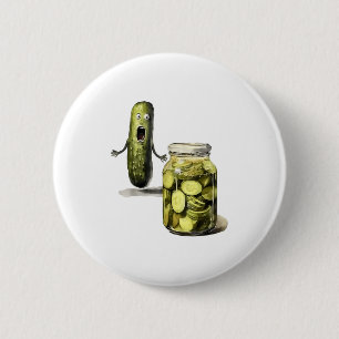 Funny Pickle Überraschung eine Gurke und ein Glas  Button