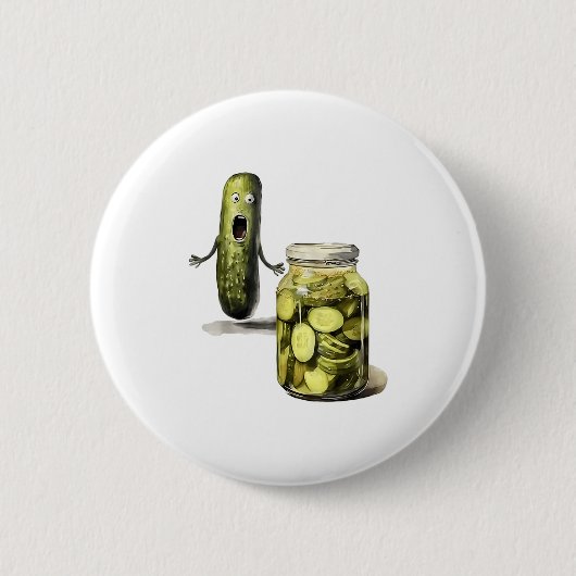Funny Pickle Überraschung eine Gurke und ein Glas  Button (Vorderseite)