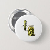 Funny Pickle Überraschung eine Gurke und ein Glas  Button (Vorne & Hinten)