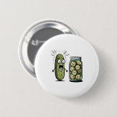 Funny Pickle Überraschung eine Gurke und ein Glas  Button (Vorne & Hinten)