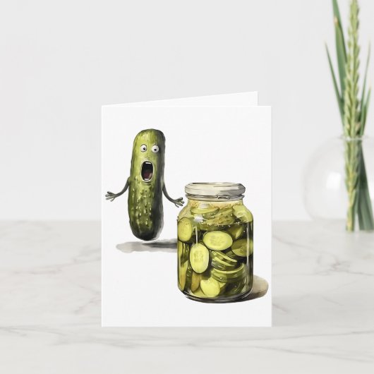 Funny Pickle Überraschung eine Gurke und ein Glas Karte (Vorderseite)