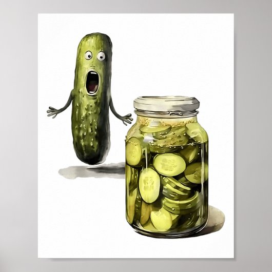Funny Pickle Überraschung eine Gurke und ein Glas Poster (Vorne)