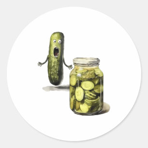 Funny Pickle Überraschung eine Gurke und ein Glas  Runder Aufkleber