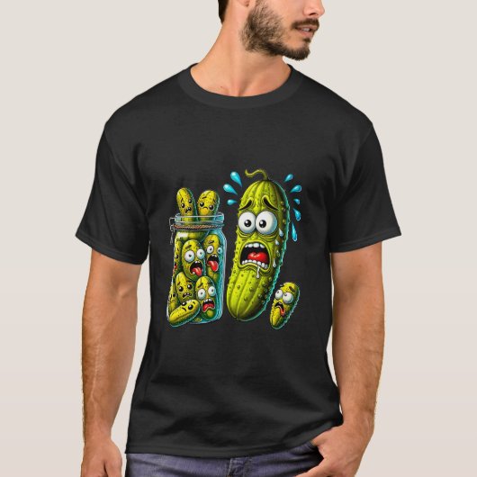 Funny Pickle Überraschung eine Gurke und ein Glas T-Shirt (Vorderseite)