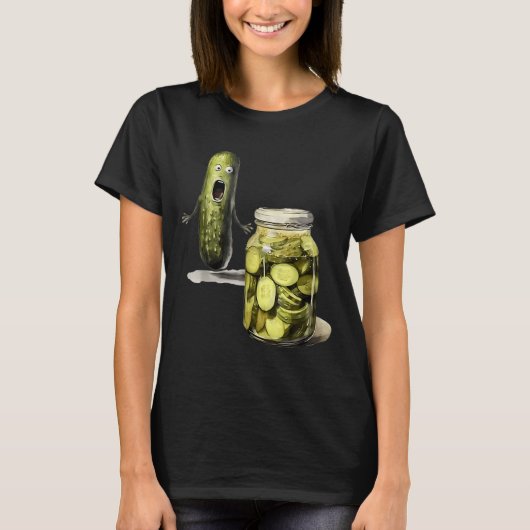Funny Pickle Überraschung eine Gurke und ein Glas  T-Shirt (Vorderseite)