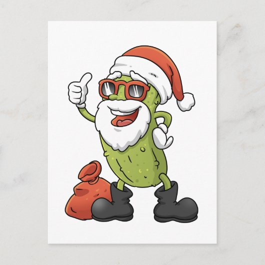 Funny Pickle Weihnachtsmann Weihnachten Cartoon Ur Postkarte (Vorderseite)