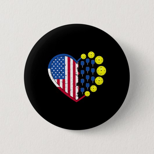 Funny Pickleball Ball mit amerikanischer Flagge He Button (Vorderseite)