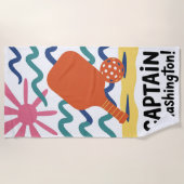 Funny Pickleball CAPTAIN Smashinginging Beach Hand Strandtuch (Vorderseite)