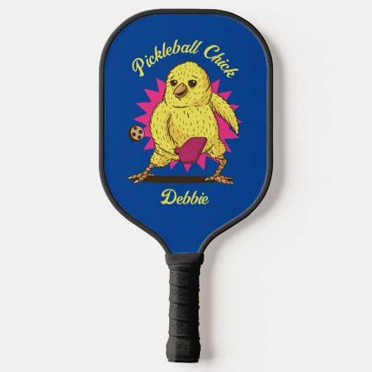 Funny Pickleball Chick Custom mit Name Pickleball Schläger (Rückseite)
