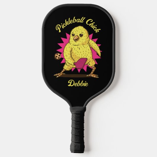 Funny Pickleball Chick Custom mit Name Schläger (Rückseite)