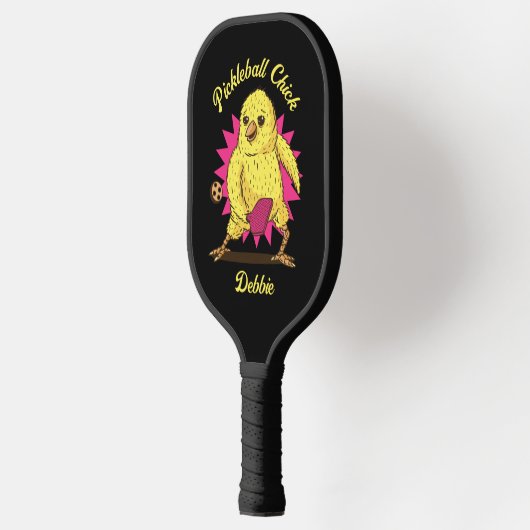 Funny Pickleball Chick Custom mit Name Schläger (Links)