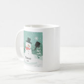 Funny Pickleball Christmas Snowman Personalisiert Kaffeetasse (Vorderseite Links)