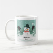 Funny Pickleball Christmas Snowman Personalisiert Kaffeetasse (Links)