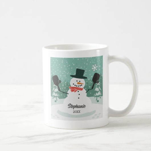 Funny Pickleball Christmas Snowman Personalisiert Kaffeetasse (Rechts)