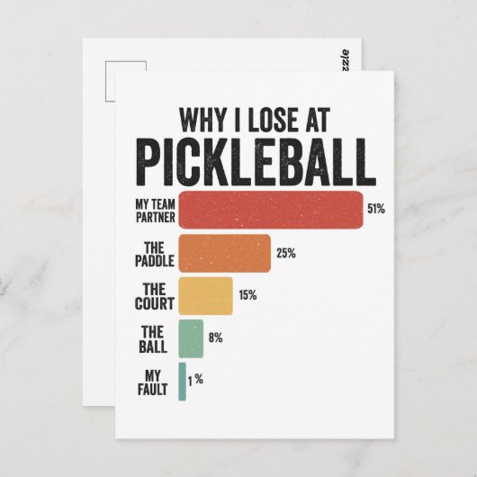 Funny Pickleball Dink Sport Warum ich Pickleball v Postkarte (Vorne/Hinten)