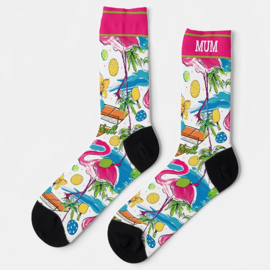 Funny Pickleball Flamingo Dinks Socks Socken (Linkes Detail)
