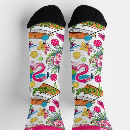 Funny Pickleball Flamingo Dinks Socks Socken (Oben)
