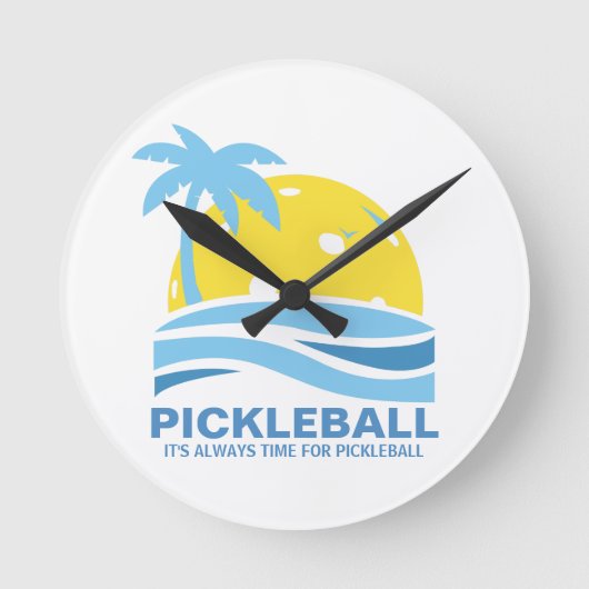 Funny Pickleball Geschenk immer Zeit für Picklebal Runde Wanduhr (Vorderseite)