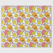 Funny Pickleball Grafik in Rosa Orange Geschenkpapier (Flach)