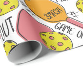 Funny Pickleball Grafik in Rosa Orange Geschenkpapier (Rolleneckpunkt)