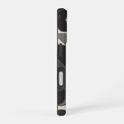 Funny Pickleball Grayscale Paddle Pattern iPhone 16 Hülle (Rechte Seite)