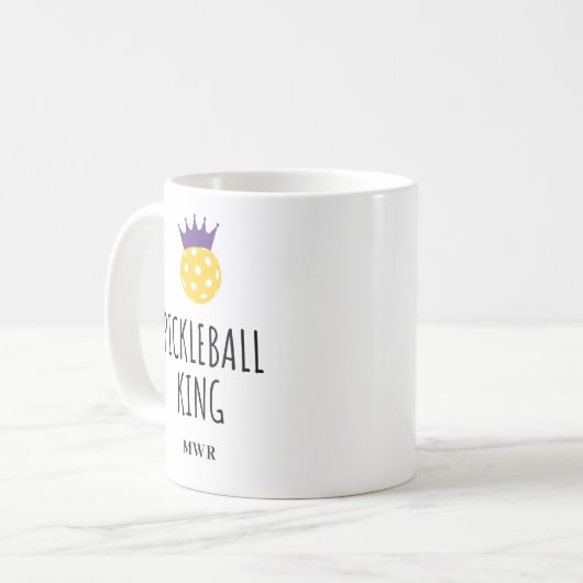 Funny Pickleball King, benutzerdefinierter Text fü Kaffeetasse (Vorderseite Links)