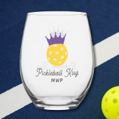 Funny Pickleball King Personalisiert Monogram Weinglas Ohne Stiel
