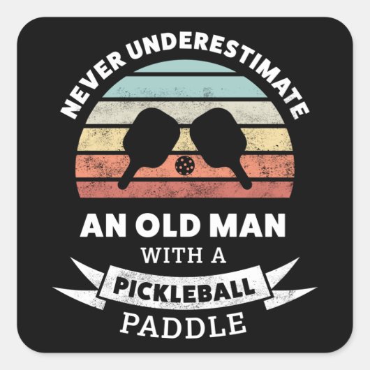 Funny Pickleball Paddle Geschenk für Großvater Quadratischer Aufkleber (Vorderseite)