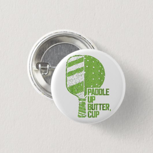 Funny Pickleball Paddle Up Butter Cup Button (Vorne & Hinten)