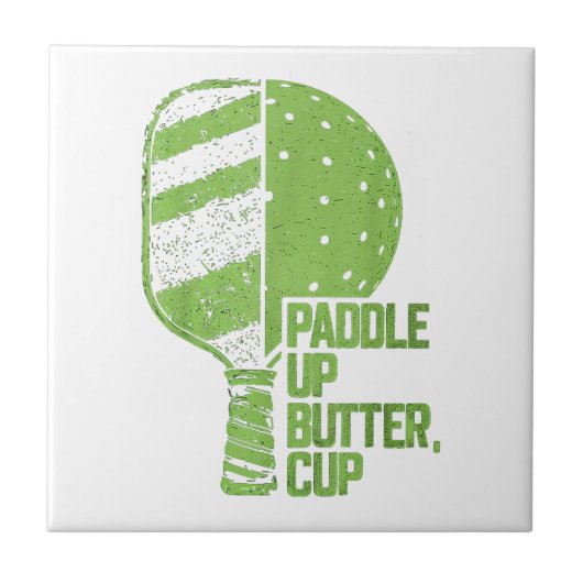 Funny Pickleball Paddle Up Butter Cup Fliese (Vorderseite)