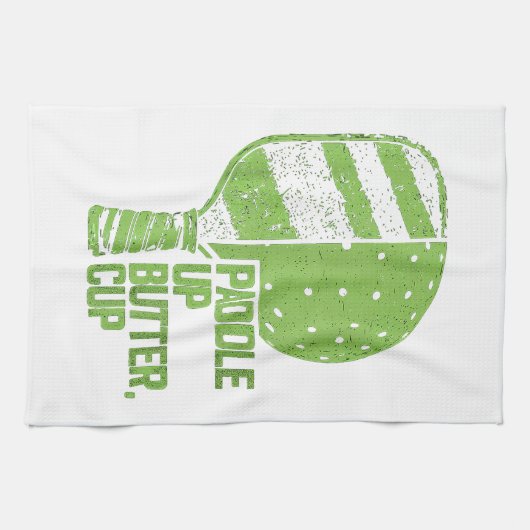 Funny Pickleball Paddle Up Butter Cup Geschirrtuch (Horizontal)