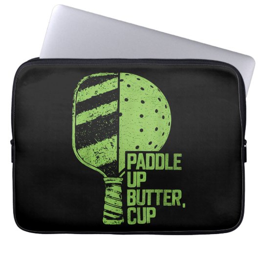 Funny Pickleball Paddle Up Butter Cup Laptopschutzhülle (Vorderseite)