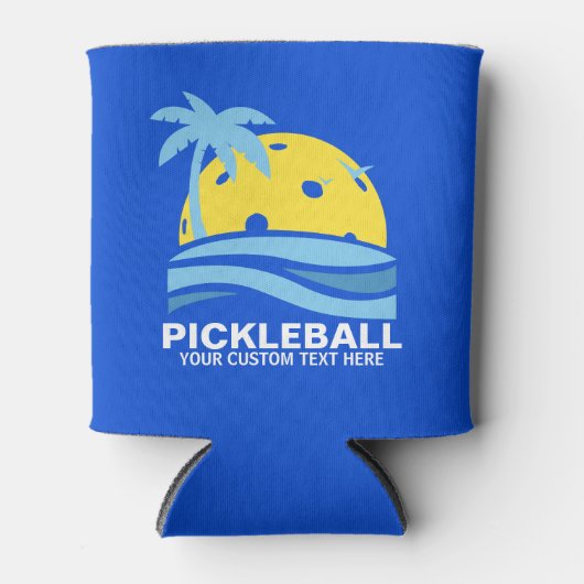 Funny Pickleball Palm Tree Sun Benutzerdefinierter Dosenkühler (Vorderseite)